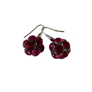 Vintage Disco Ball Drop‎ Earrings Women Hot Pink Y2K Barbiecore Sparkly
